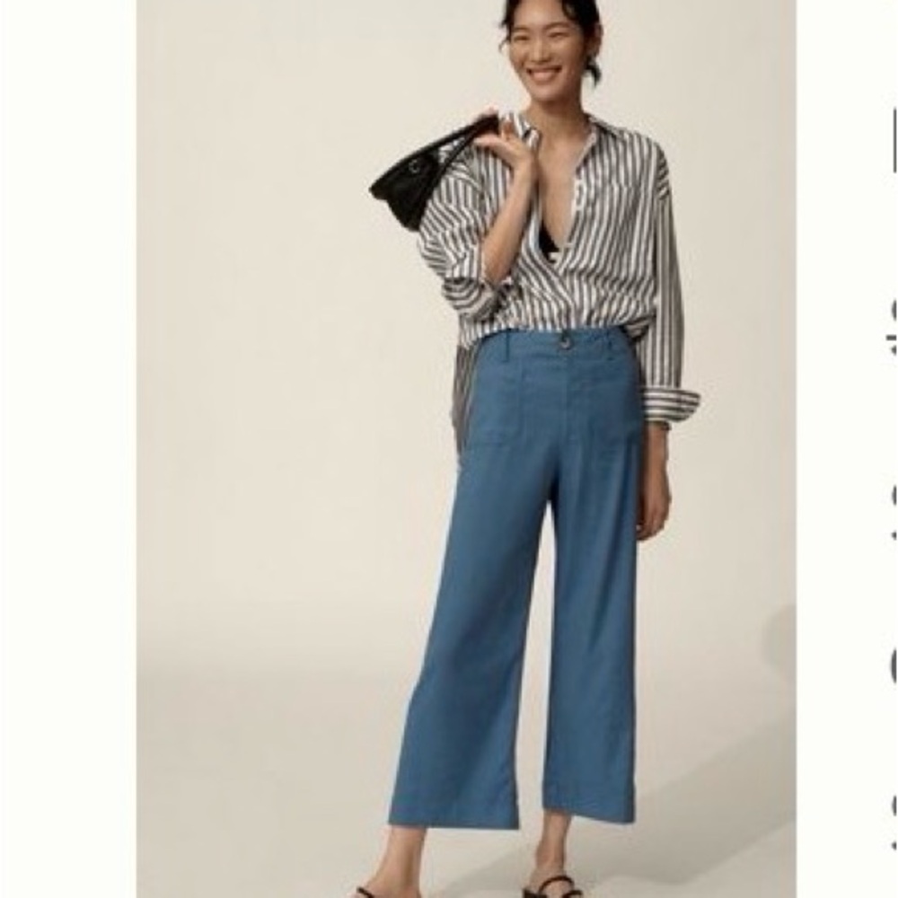 Colette Linen Blend Crop Wide-Leg Pant by Maeve at Anthropologie